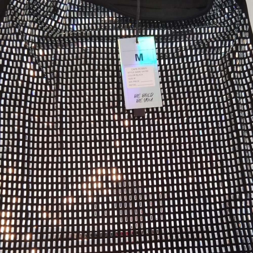Black and Silver Geometric Skirt